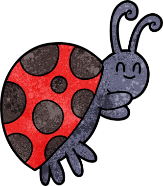 Bir insan tarafından çizilmiş sevimli uğur böceği çizgi filmi.