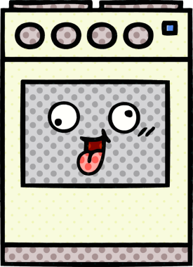 Bir insan tarafından çizilmiş mutfak fırınının çizgi romanı.