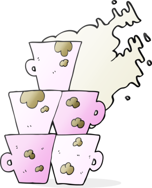 Bir insan tarafından çizilmiş el yazısıyla çizilmiş kirli kahve fincanları.