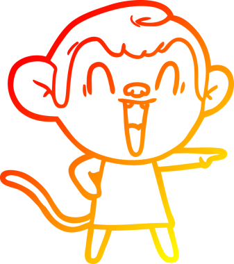 Bir insan tarafından çizilmiş gülen maymun çizgi çizimi.