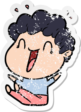 Bir insan tarafından çizilmiş mutlu bir adamın sıkıntılı çıkartması.