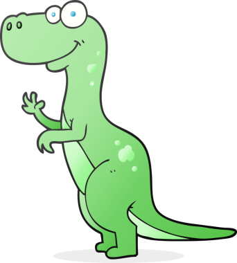 Bir insan tarafından çizilmiş serbest çizim karikatür dinozor.