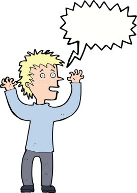 Bir insan tarafından çizilmiş konuşma balonu olan heyecanlı bir çocuk.