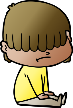 Bir insan tarafından çizilmiş dağınık saçlı çizgi film çocuğu.