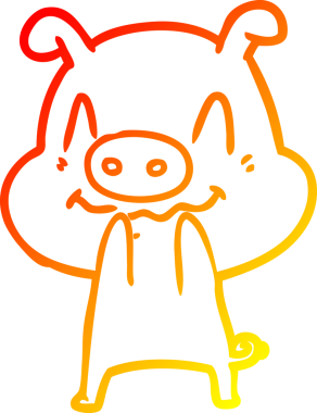 Bir insan tarafından çizilmiş gergin bir domuz çizgi çizimi.