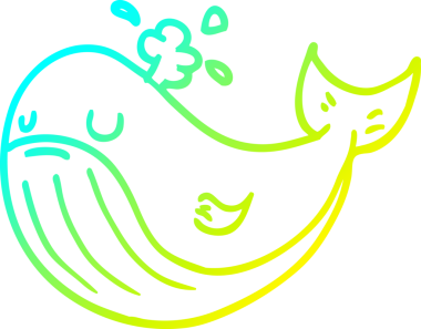 Bir insan tarafından çizilmiş karikatür balinası çizimi.