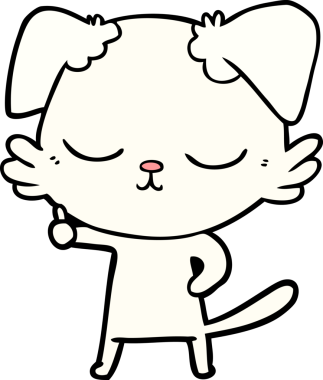 Bir insan tarafından çizilmiş şirin bir çizgi film köpeği.