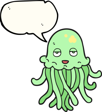 Bir insan tarafından çizilmiş serbest konuşma balonu ahtapot çizimi.