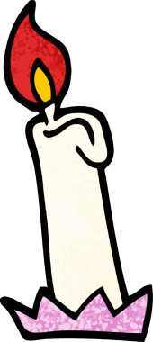 Grunge desenli resimli çizgi film doğum günü mumu bir insan tarafından çizilmiş.