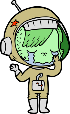 Bir insan tarafından çizilmiş ağlayan astronot kız.