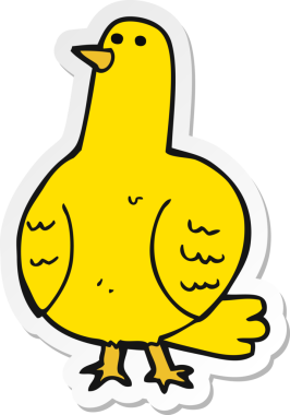 Bir insan tarafından çizilmiş çizgi film kuşunun çıkartması.