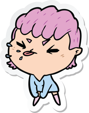 Bir insan tarafından çizilmiş kaba bir kızın çıkartması.