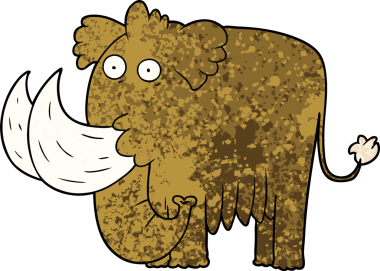 Bir insan tarafından çizilmiş mamut çizgi filmi.