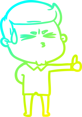 Bir insan tarafından çizilmiş terleyen bir çizgi film karakteri çizimi.