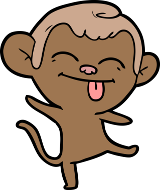 Bir insan tarafından çizilmiş komik çizgi film maymunu