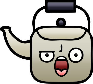 Bir insan tarafından çizilmiş gölgeli bir çaydanlık karikatürü