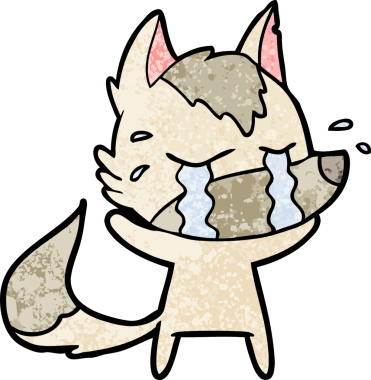 Bir insan tarafından çizilmiş ağlayan kurt çizgi filmi.