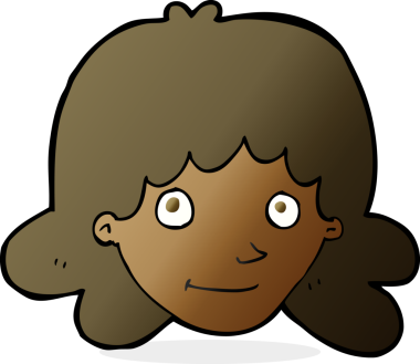 Bir insan tarafından çizilmiş mutlu kadın yüzü.