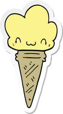 Bir insan tarafından çizilmiş karikatür dondurma etiketi.