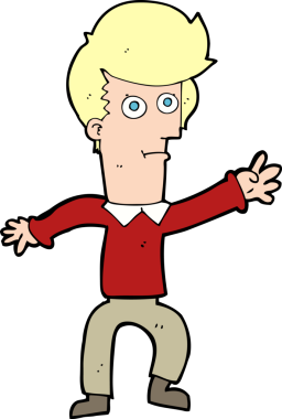 Bir insan tarafından çizilen çizgi film adamı.