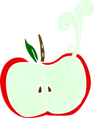 Bir insan tarafından çizilmiş sulu bir elma.