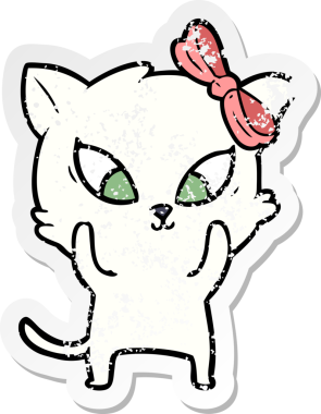 Bir insan tarafından çizilmiş karikatür bir kedinin sıkıntılı çıkartması.