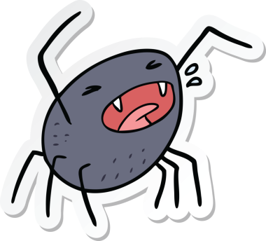 Bir insan tarafından çizilmiş çizgi film örümceğinin çıkartması.