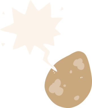 Konuşma baloncuklu karikatür yumurtası bir insan tarafından çizilmiş.