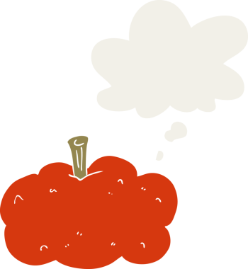 insan tarafından çizilmiş düşünce baloncuklu çizgi film balkabağı