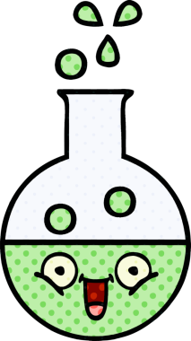 Bir insan tarafından çizilmiş bir test tüpünün çizgi romanı.