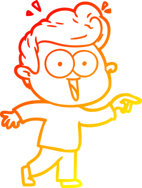 Bir insan tarafından çizilmiş, heyecanlı bir çizgi film çizimi.