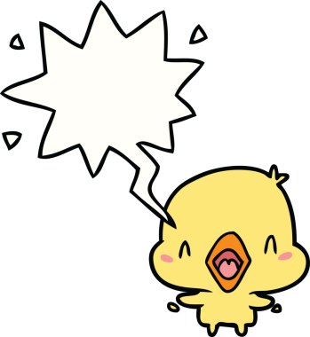 bir insan tarafından çizilmiş konuşma balonlu mutlu kuş.