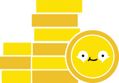 Bir insan tarafından çizilmiş paraların düz renkli retro karikatürü