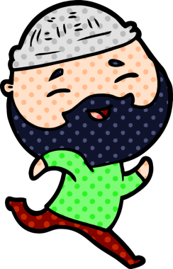 Bir insan tarafından çizilmiş mutlu sakallı bir adam.