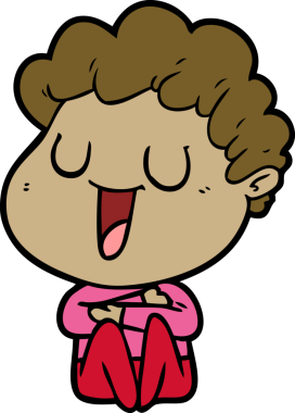 Bir insan tarafından çizilmiş gülen karikatür adam.