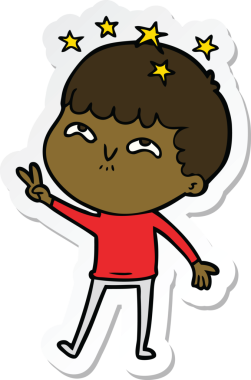 Bir insan tarafından çizilmiş bir karikatür çıkartması.