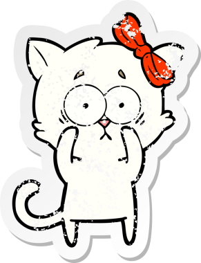 Bir insan tarafından çizilmiş karikatür bir kedinin sıkıntılı çıkartması.