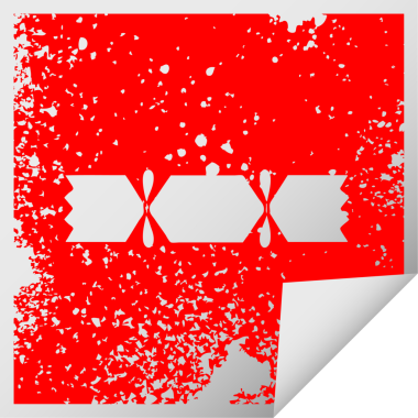 Bir insan tarafından çizilmiş Noel krakerinin sıkıntılı kare soyma etiketi.