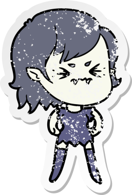 Bir insan tarafından çizilmiş rahatsız bir vampir kızın sıkıntılı çıkartması.