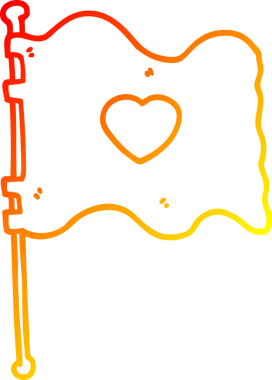 Bir insan tarafından çizilmiş aşk dolu bir bayrağın sıcak çizgi çizimi