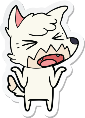 Bir insan tarafından çizilmiş kızgın bir tilkinin çıkartması.