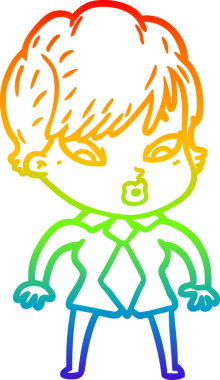 gökkuşağı gradyan çizimi bir insan tarafından çizilmiş bir karikatür kadın