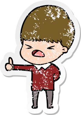 Bir insan tarafından çizilmiş stresli bir çizgi film çıkartması.