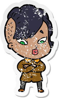 Bir insan tarafından çizilmiş üzgün bir karikatür çıkartması.