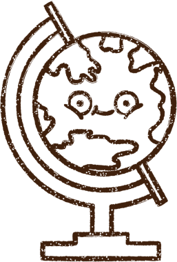 Bir insan tarafından çizilen Coğrafya Küresi Kömür Çizimi