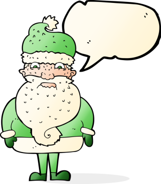 Huysuz Noel Baba çizgi filmi. Bir insan tarafından çizilmiş konuşma balonu.