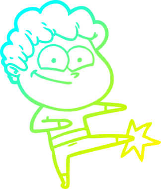 Bir insan tarafından çizilmiş mutlu bir adamın soğuk çizgi çizimi.