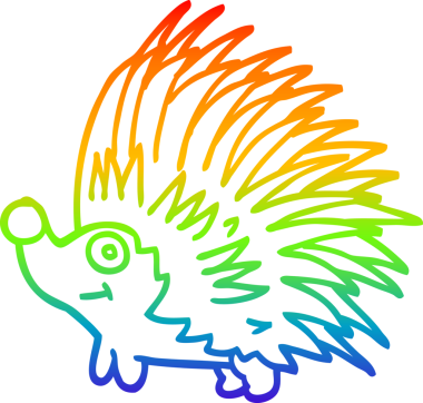 gökkuşağı gradyan çizgi çizimi Bir insan tarafından çizilmiş dikenli kirpi