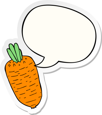 Bir insan tarafından çizilmiş konuşma kabarcığı etiketli sebze çizgi filmi.