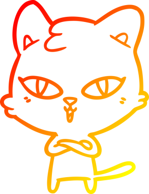 Bir insan tarafından çizilmiş çizgi film kedisinin sıcak çizgi çizimi